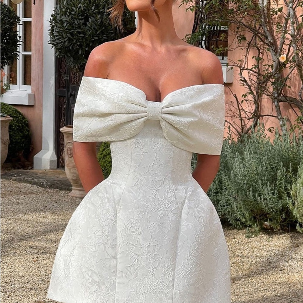 White Pleated Bustier Dress | RAQUEL MINI DRESS - IVORY BABYBOO | bridal